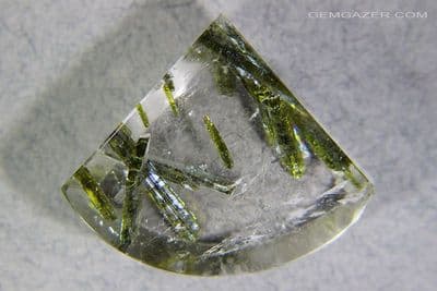 Quartz cabochon with Epidote inclusions, Brazil.  46.27 carats.