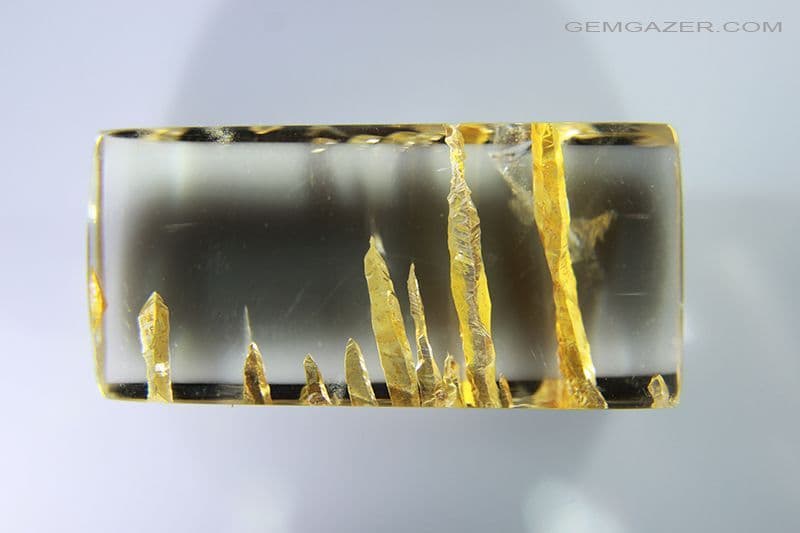 Quartz cabochon with Oxide-coated negative crystal inclusions ...