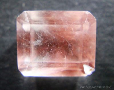 Quartz with Amphibole inclusions, faceted, India.  10.52 carats.
