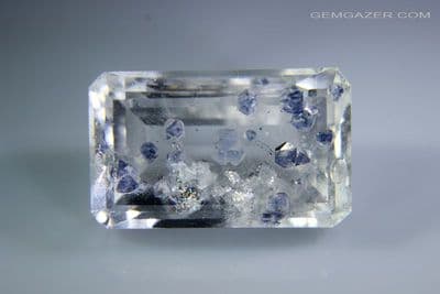 Quartz with blue Fluorite crystal inclusions, faceted, Madagascar. 24.01 carats.