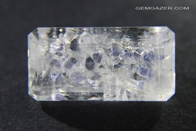 Quartz with blue Fluorite inclusions, faceted, Madagascar.  13.06 carats.