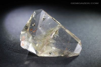 Quartz with Brookite and Hematite inclusions, faceted, Brazil. 93.84 carats.