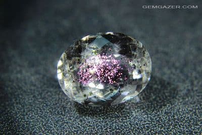 Quartz with Covellite inclusions,faceted, Brazil. 8.63 carats. (Video)  ** SOLD **