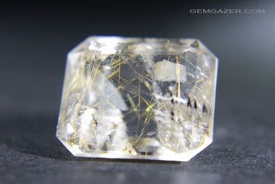 Quartz with Dolomite and Rutile inclusions, faceted. Brazil.  20.56 carats.
