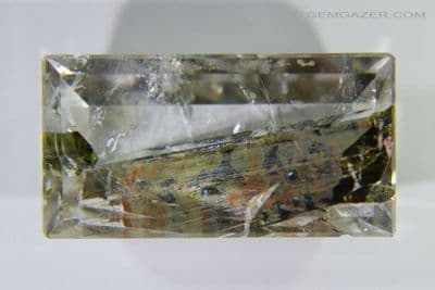 Quartz with Epidote, table cut, Brazil. 14.19 carats.