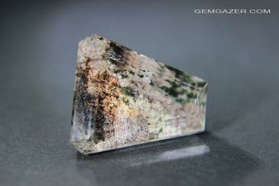 Quartz with Lodolite (clay) inclusions, faceted, Madagascar. 34.26 carats.