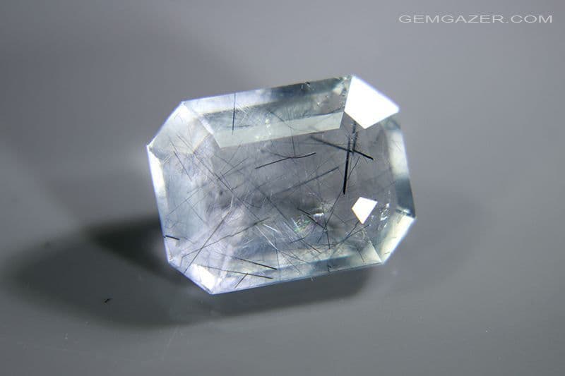 Quartz with Magnesio-Riebeckite needle inclusions faceted Pakistan 5 43 ...