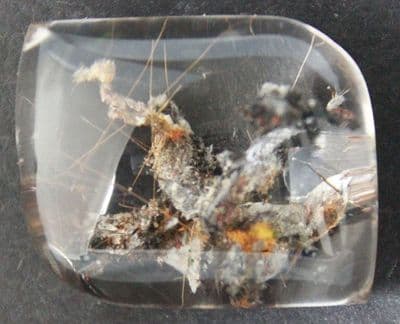 Quartz with Rutile & Pyrolusite inclusions, cabochon, Brazil.  38.08 carats.