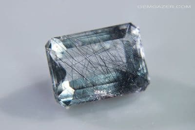 Quartz with Tourmaline inclusions, faceted, Brazil. 7.36 carats.