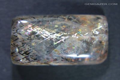 Rainbow Lattice Sunstone cabochon, Australia. 10.65 carats. (Video)