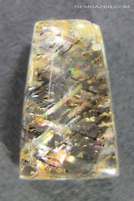Rainbow Lattice Sunstone cabochon, Australia. 2.91 carats. (Video)
