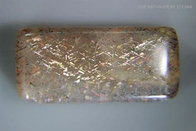 Rainbow Lattice Sunstone cabochon, Australia. 20.27 carats. (Video)