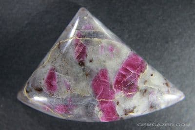 Ruby in Calcite cabochon, Myanmar.  136.61 carats.