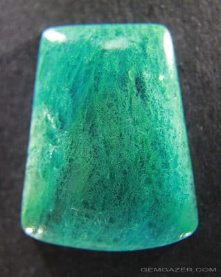 Sagenitic Chrysocolla with Selenite cabochon, Arizona USA.  22.69 carats.