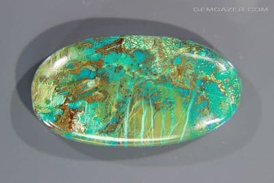 Shattuckite, Chrysocolla & Cuprite cabochon, Peru. 51.22 carats.