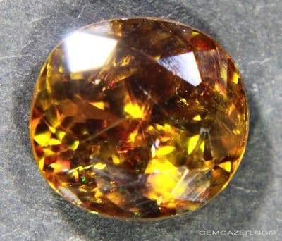Sphene (aka Titanite), brownish-green faceted, Brazil.  4.11 carats.