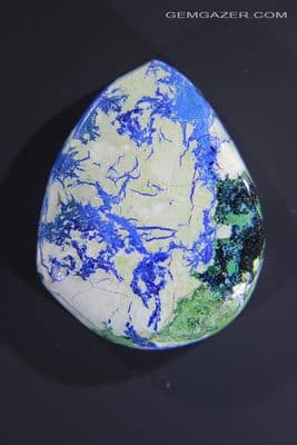 Spiderweb Azurite in Dolomite cabochon, Russia. 29.13 carats.
