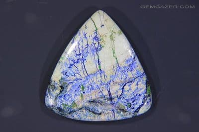 Spiderweb Azurite in Dolomite cabochon, Russia. 29.91 carats.