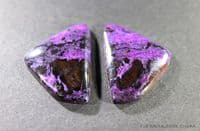 Sugilite cabochon pair, Tajikistan.  36.41  carats total weight.