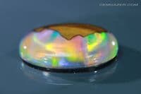 Synthetic Aurora Opal & Maple Wood Landscape Triplet cabochon, Australia. 30.44 carats.  (Video)