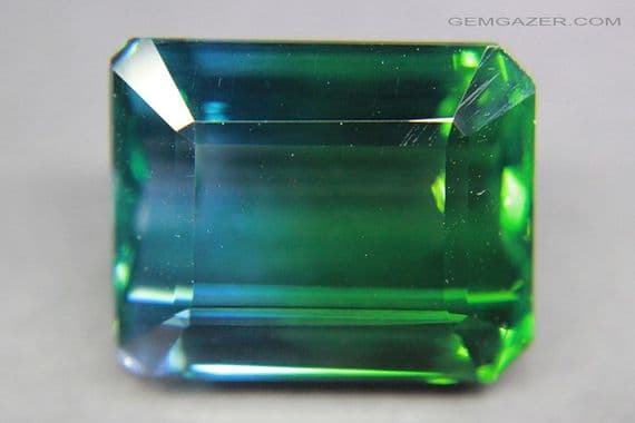 Synthetic Quartz, Bi-colour blue and green, faceted.  35.91 carats.