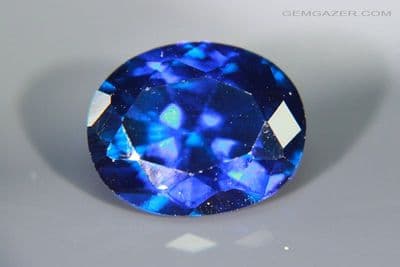 Synthetic Spinel, deep blue Verneuil method, faceted. 3.89 carats.