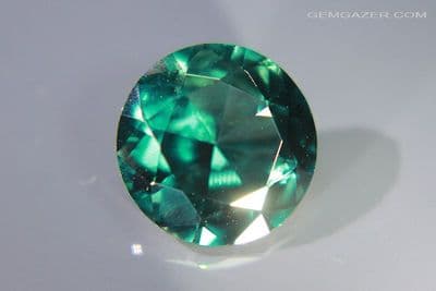Synthetic Spinel, Verneuil method, teal-blue faceted, 14.39 carats.