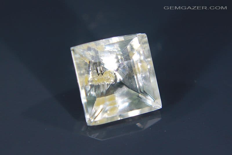 Topaz with Microlite inclusion colourless faceted Pakistan 2 62 carats