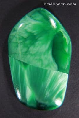 Victoria Stone / Imori Stone cabochon, green, Japan. 28.12 carats.