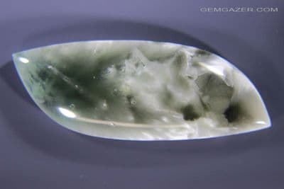 Victoria Stone / Imori Stone cabochon, grey-green, Japan. 34.89 carats. (Video)