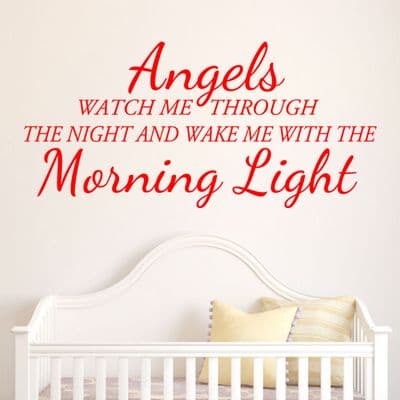 Angels Watch Me Through The Night Wall Quote Sticker