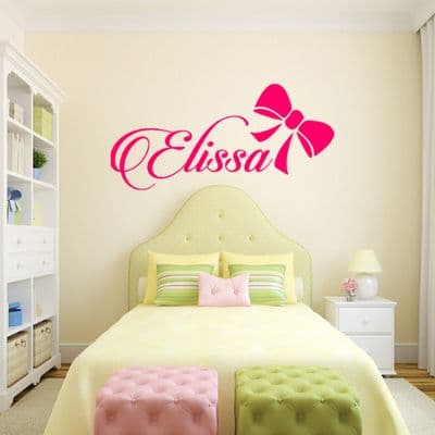 Bow & Name Girls Sticker