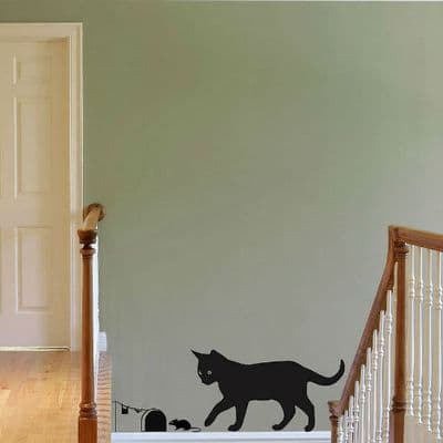 Cat Chasing A Mouse Wall Sticker