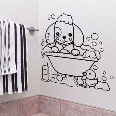 Cute Dog In Bath Bathroom Sticker