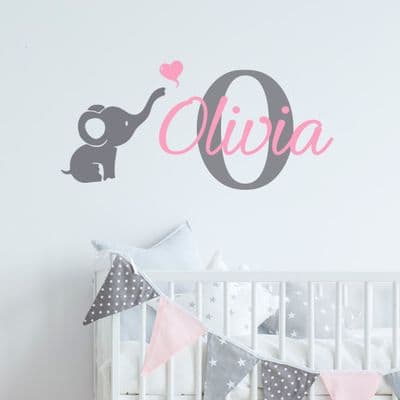 Cute Elephant Name Sticker