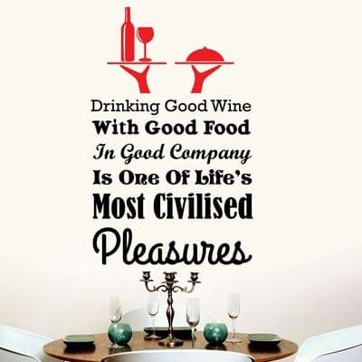 Drinking Good Wine With Good Food Kitchen Wall Sticker