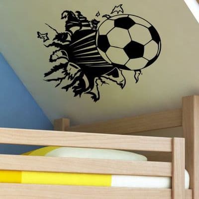 Football Bursting Through Wall Sticker