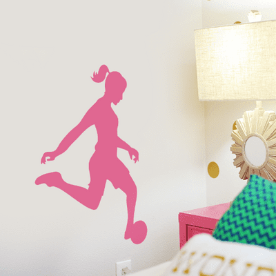 Girl Playing Football Wall Sticker