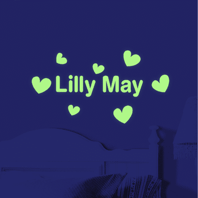 Glow In The Dark Name & Mini Hearts