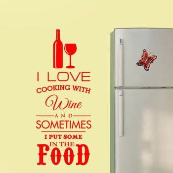 I Love Cooking With Wine Kitchen Wall Art
