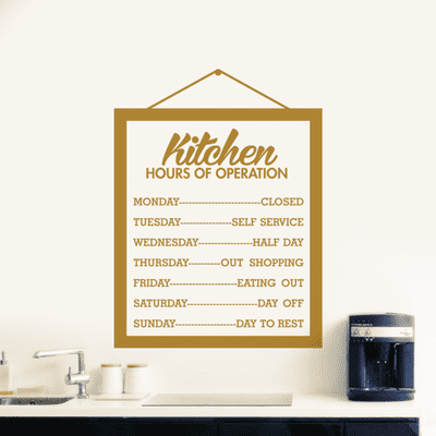 Kitchen Hours Of Operation Wall Sticker