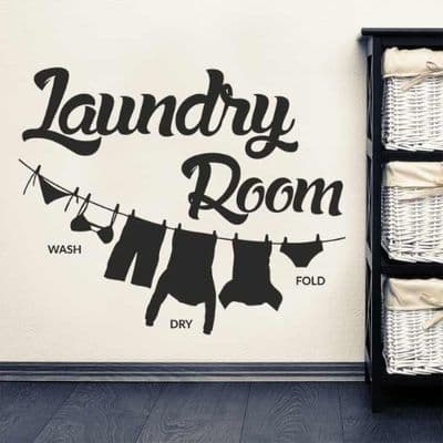 Laundry Room Washing Line Wall Sticker