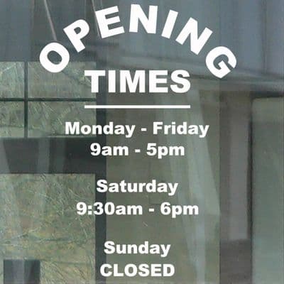 Opening Times Stickers
