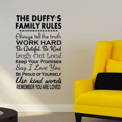 Personalised Family Rules Wall Sticker
