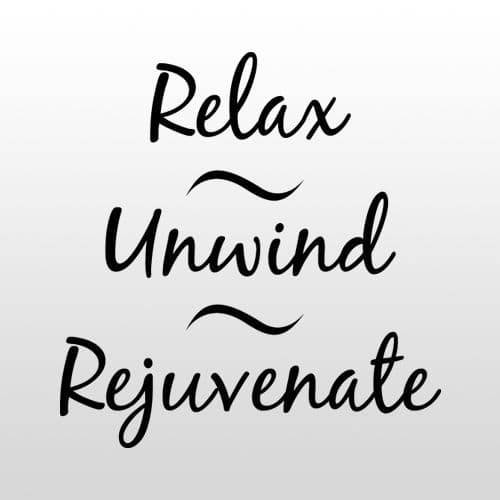 Relax, Unwind, Rejuvenate Bathroom Wall Art Sticker