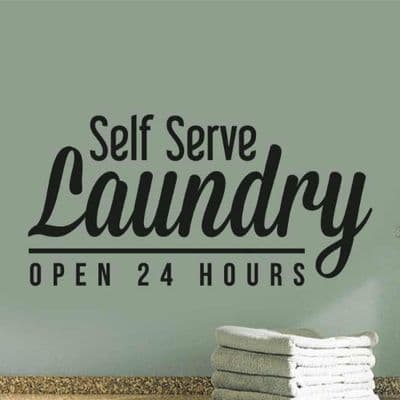 Self Serve Laundry Open 24 hours Wall Sticker