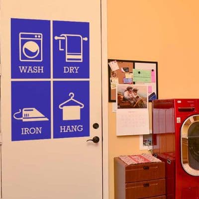 Wash, Dry, Iron, Hang Laundry Room Wall Art