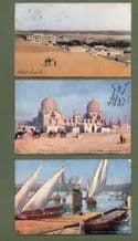 3 Old postally used postcards EGYPT nice stamps #067