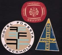 3 x Swedish Hotel labels Sweden luggage labels #169