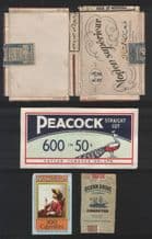 5 cigarette packet fronts and tobacco labels & a cigarette box #892